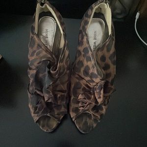 Animal print open toe heels